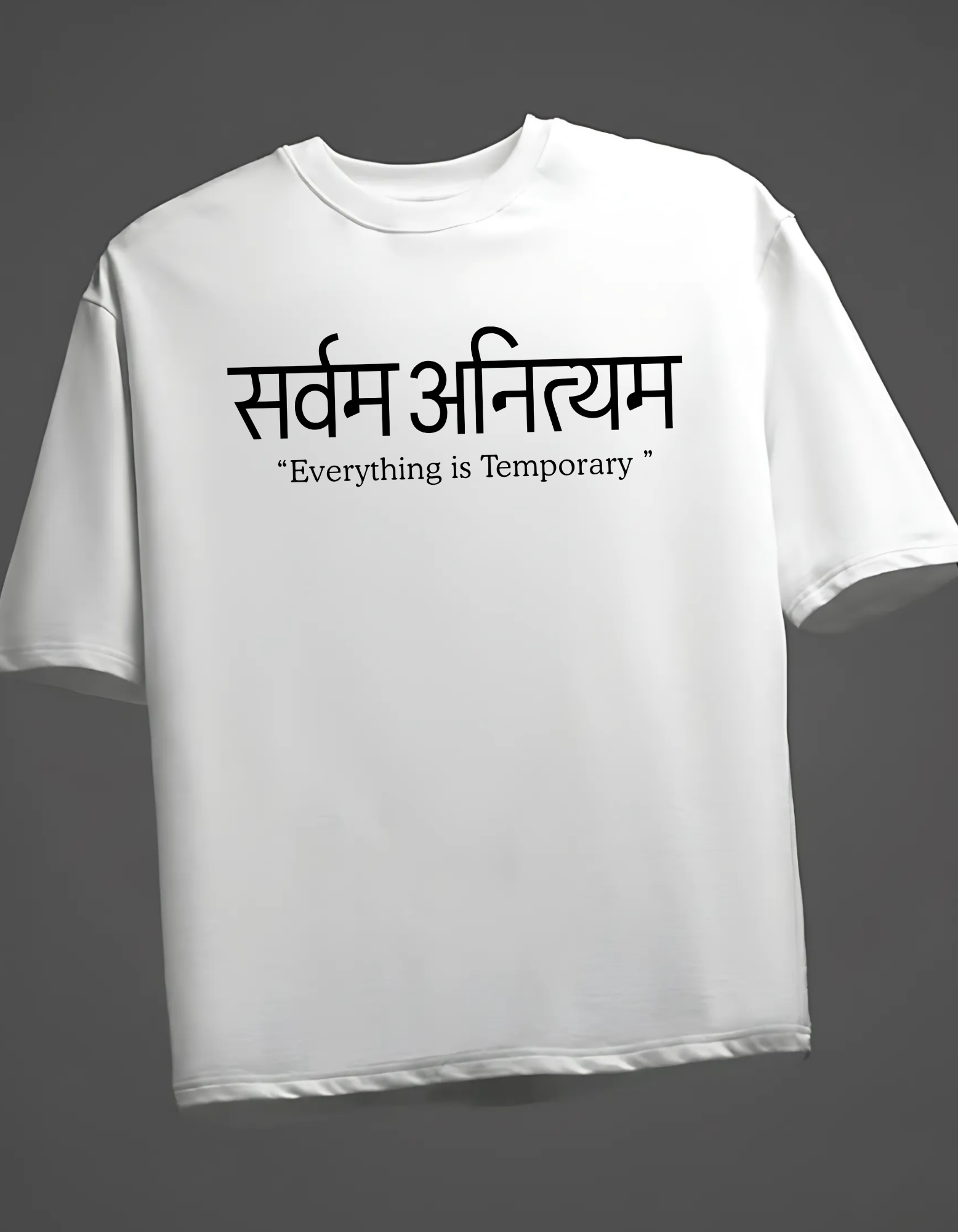 Sarvam Anityam Terry Oversized T-Shirt – Sanskrit “Everything Is Temporary” Quote Tee