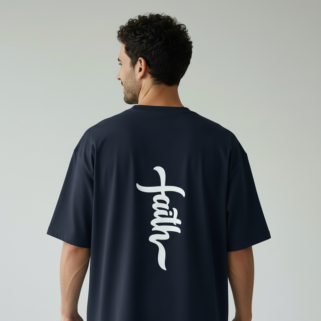 Faith Back Print Terry Oversized T-Shirt