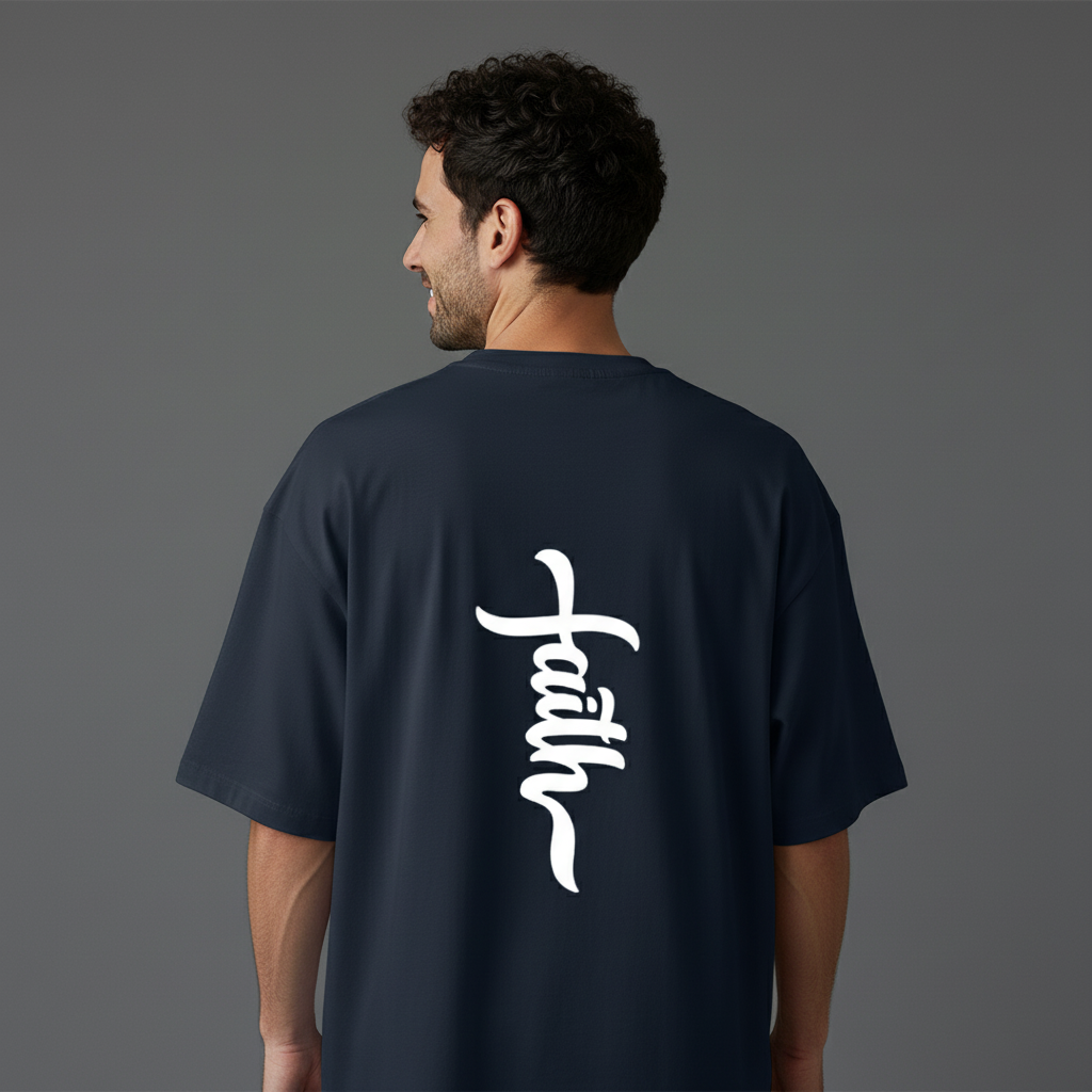 Faith Back Print Terry Oversized T-Shirt