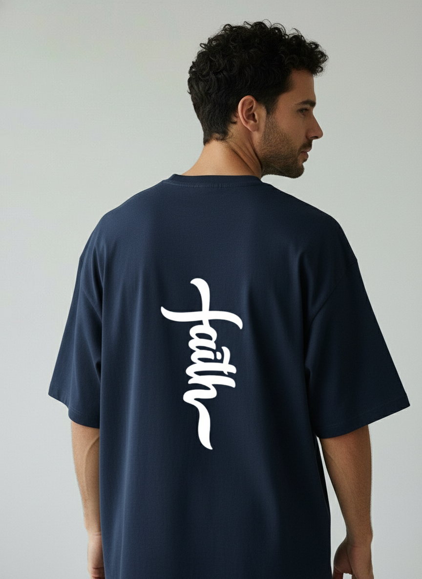 Faith Back Print Terry Oversized T-Shirt