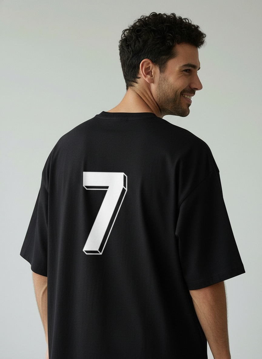 Varsity 7 Back Print Terry Oversized T-Shirt