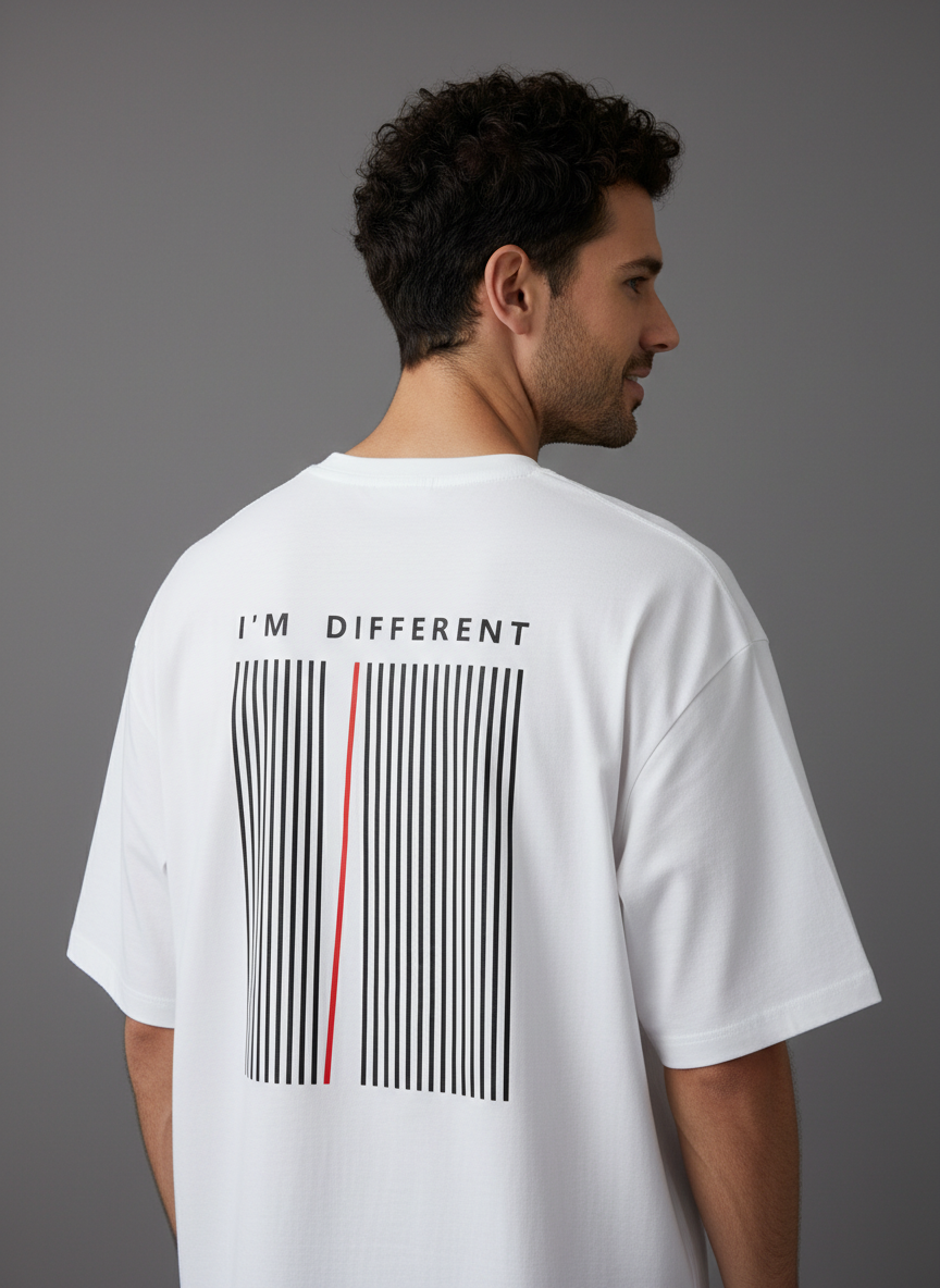 I’m Different Terry Oversized T-Shirt | Minimal Barcode Streetwear Tee