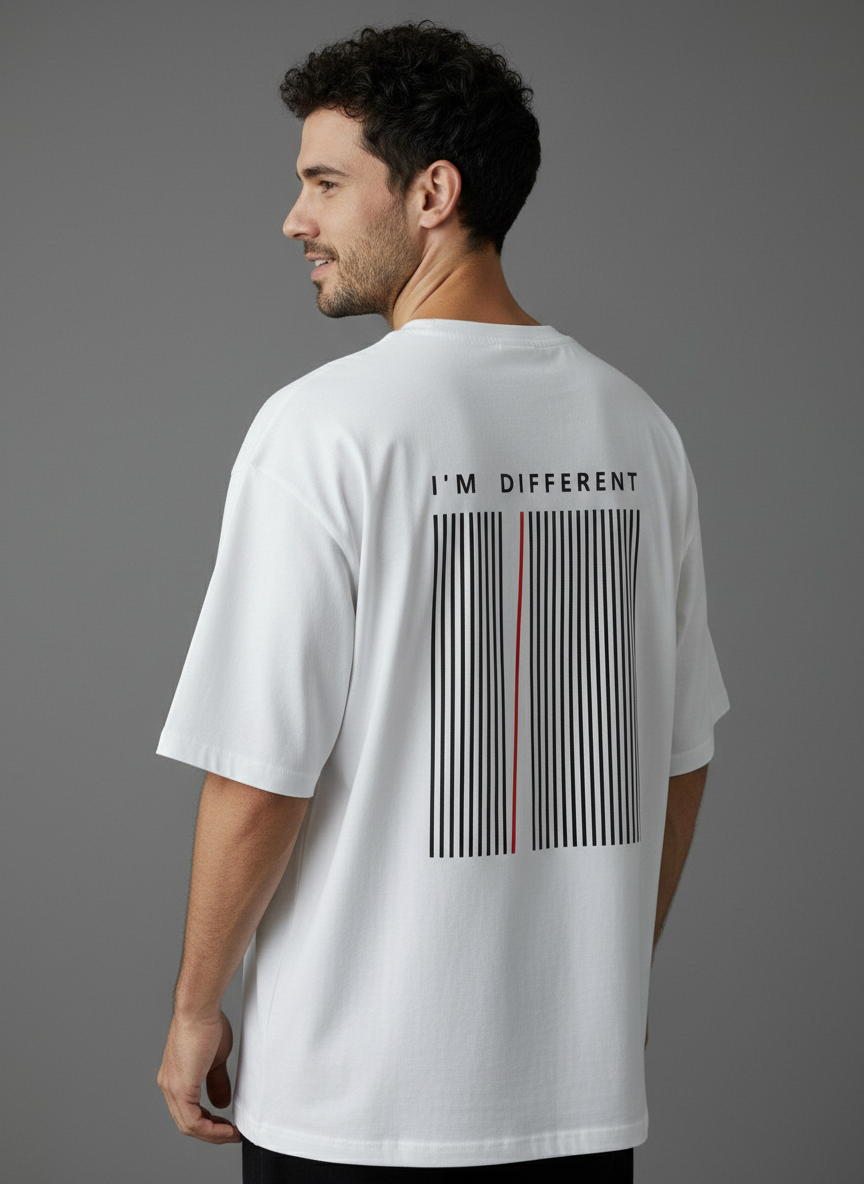 I’m Different Terry Oversized T-Shirt | Minimal Barcode Streetwear Tee