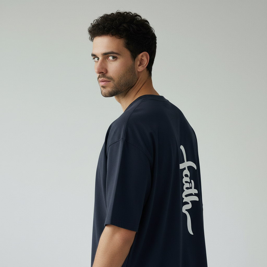Faith Back Print Terry Oversized T-Shirt