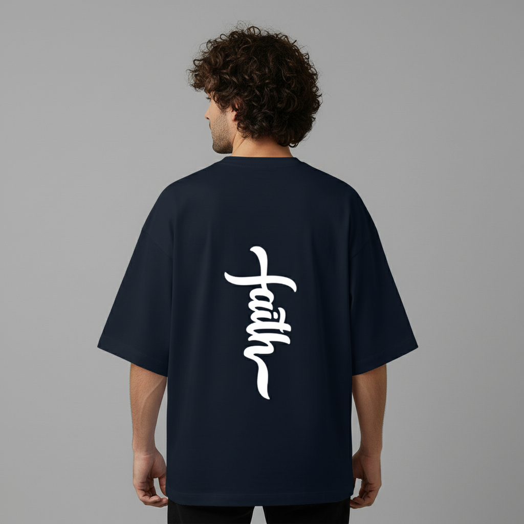 Faith Back Print Terry Oversized T-Shirt