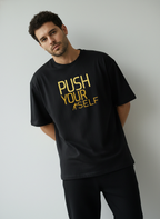 Push Yourself Terry Oversized T-Shirt  Motivational Streetwear Tee