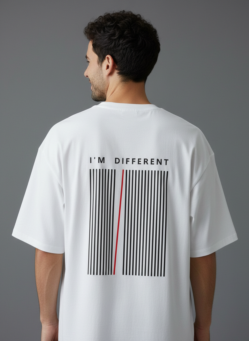 I’m Different Terry Oversized T-Shirt | Minimal Barcode Streetwear Tee