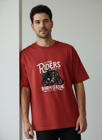 Custom Riders Born to Ride Oversized T-Shirt | Biker Streetwear Graphic Tee