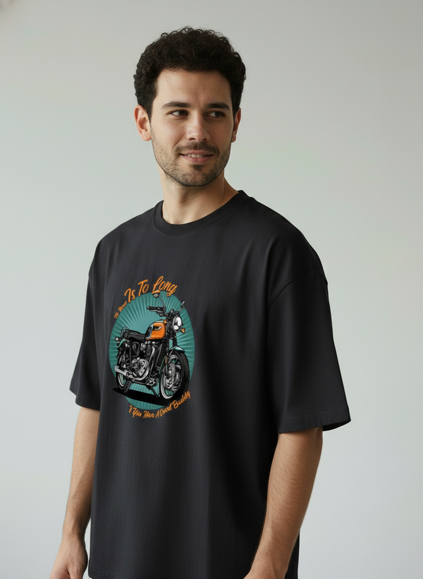 Life Is Too Long Motorcycle Oversized T-Shirt | Vintage Biker Graphic Streetwear Tee