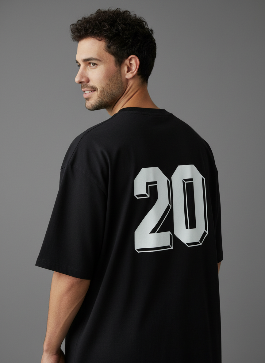 Varsity 20 Back Print Terry Oversized T-Shirt