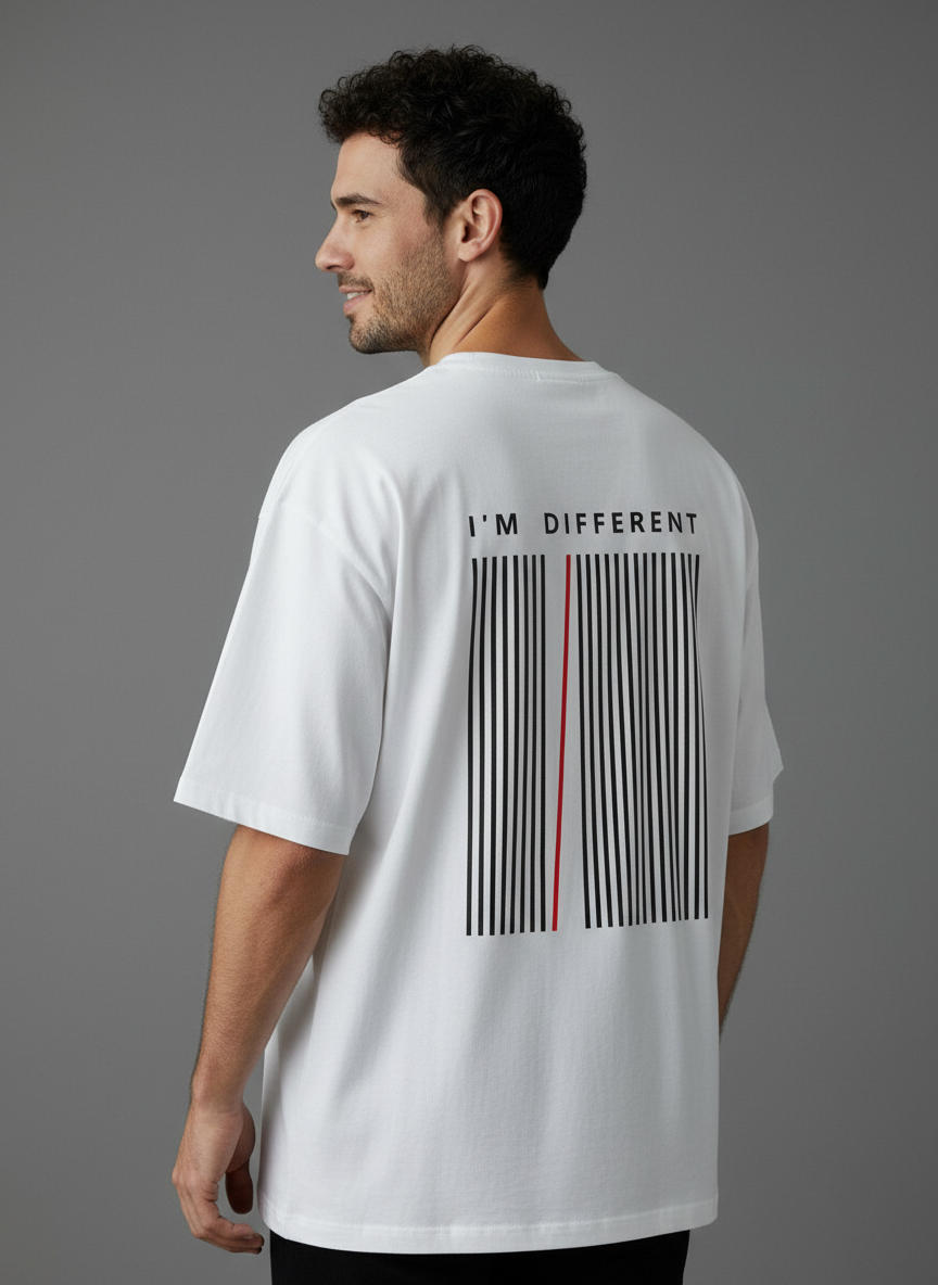 I’m Different Terry Oversized T-Shirt | Minimal Barcode Streetwear Tee