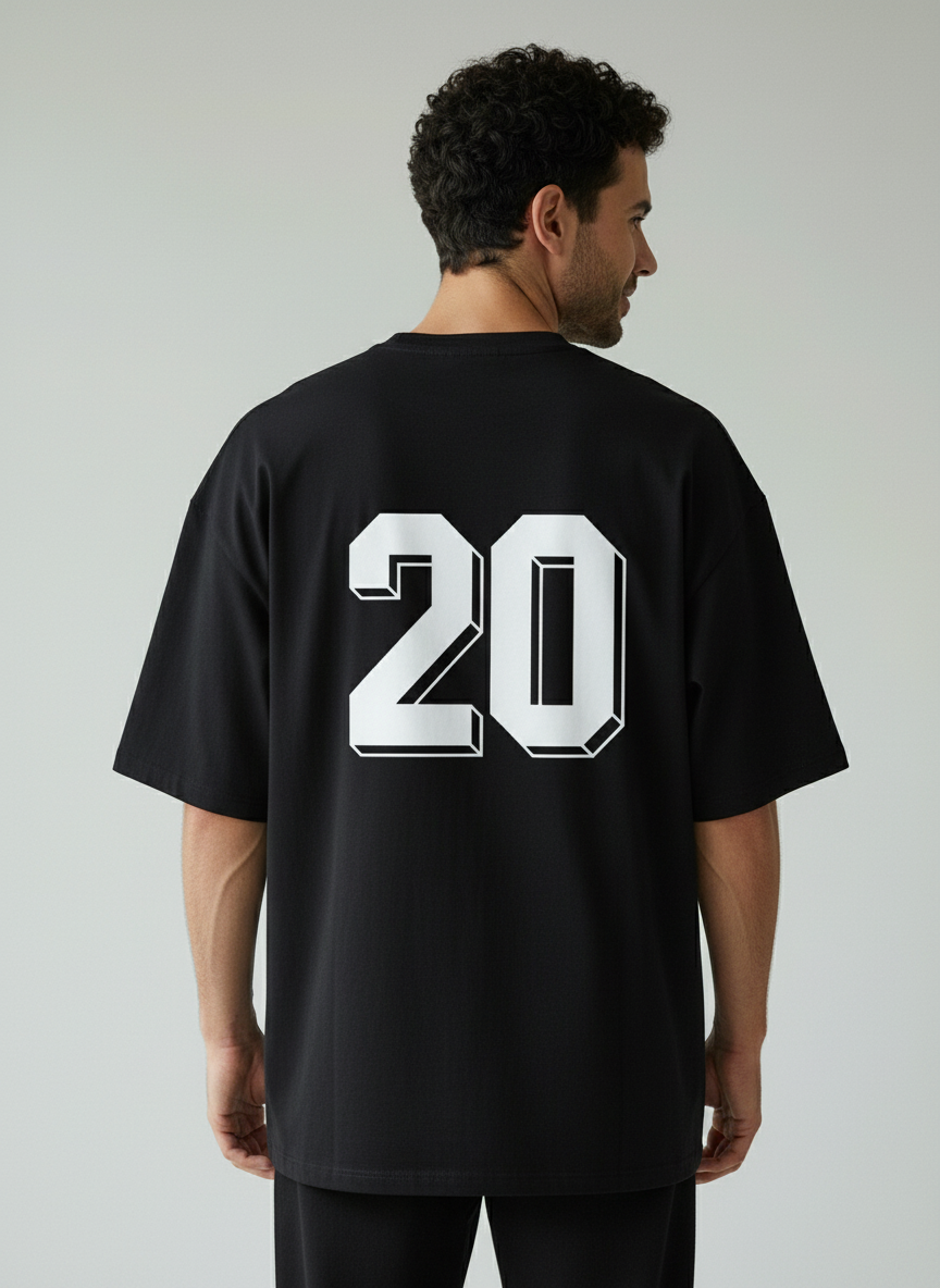 Varsity 20 Back Print Terry Oversized T-Shirt