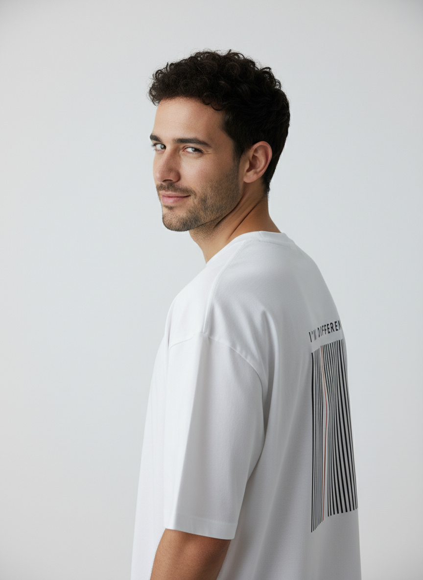 I’m Different Terry Oversized T-Shirt | Minimal Barcode Streetwear Tee