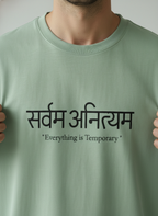 Sarvam Anityam Terry Oversized T-Shirt – Sanskrit “Everything Is Temporary” Quote Tee