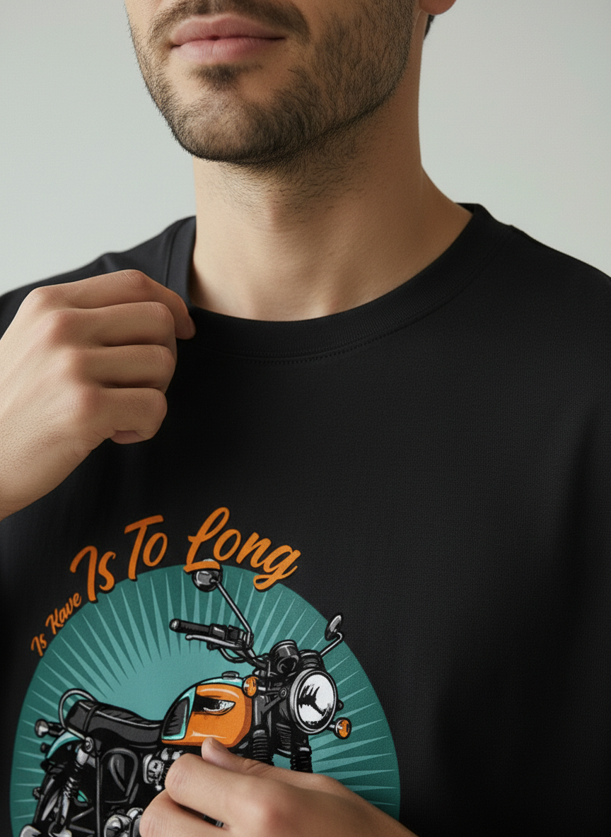 Life Is Too Long Motorcycle Oversized T-Shirt | Vintage Biker Graphic Streetwear Tee